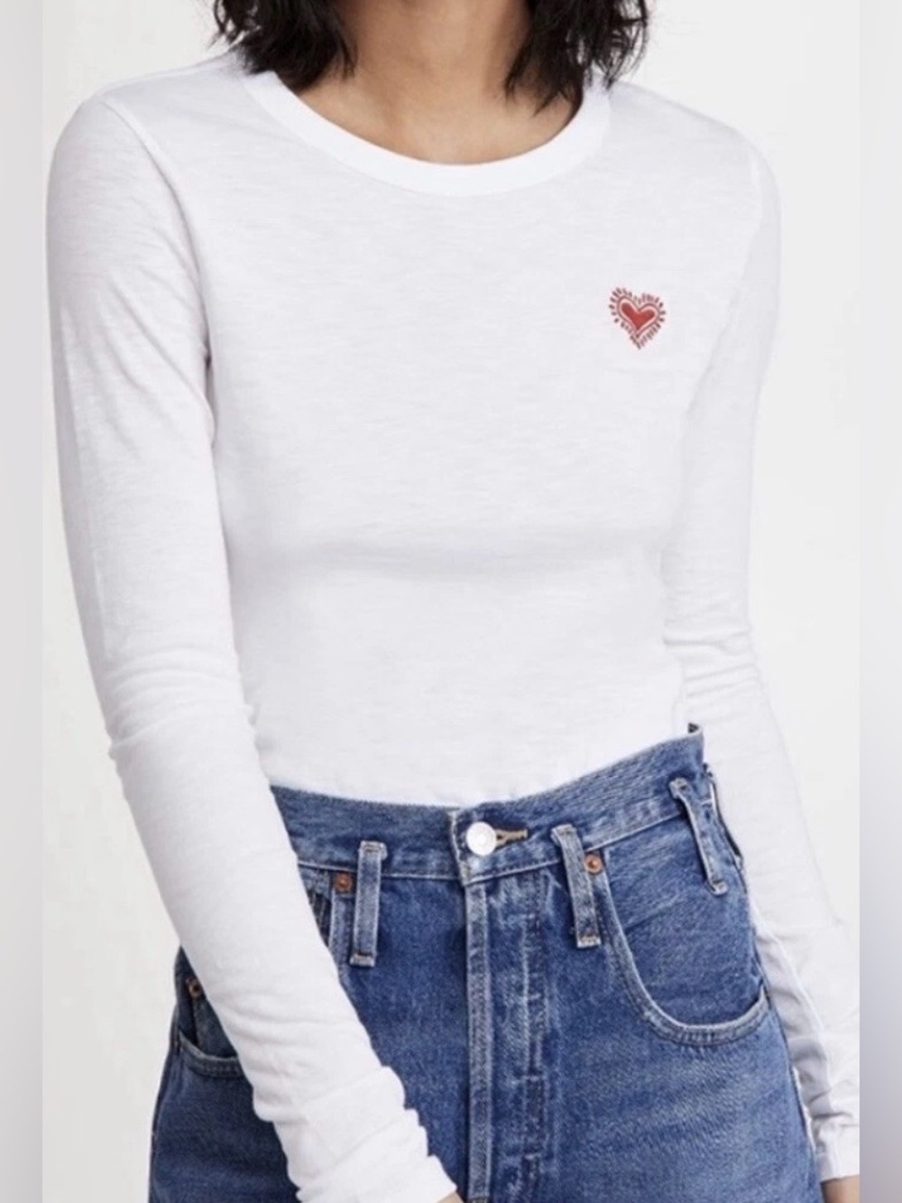 RAG & BONE
EMBROIDERED HEART LONG SLEEVE TEE - WHITE